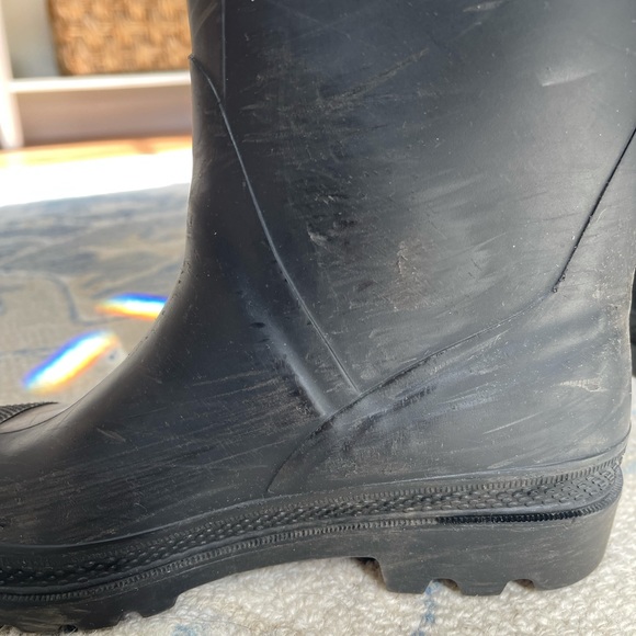 Burberry Knit Top Trim Black Rubber Rain Boots - Picture 7 of 8